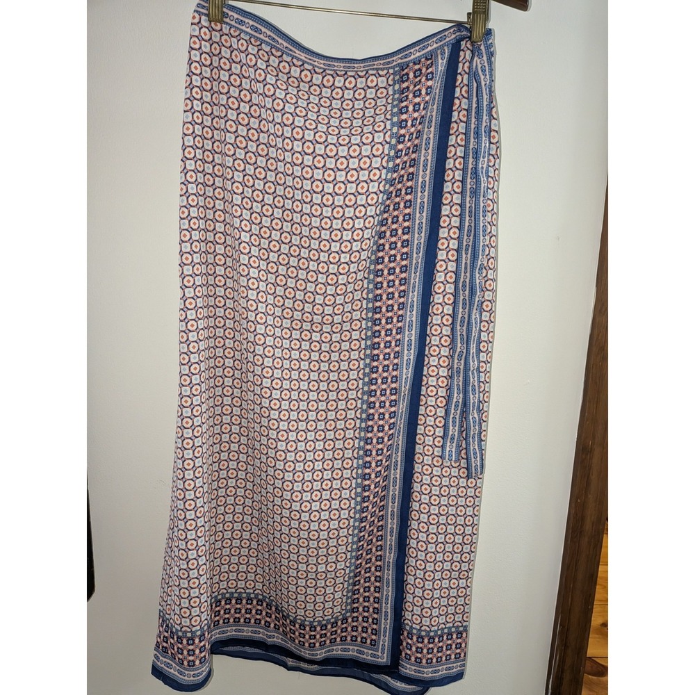 Max Studio Boho Faux Wrap Skirt Sz. Small NWT $98 Cruise Resort No Wrinkle S